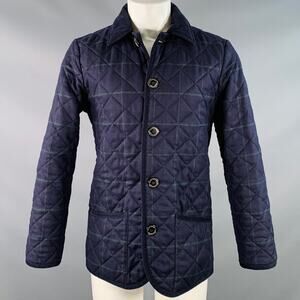 MACKINTOSH Size M Navy Green Window Pane Wool Quilted Button Up Jacket